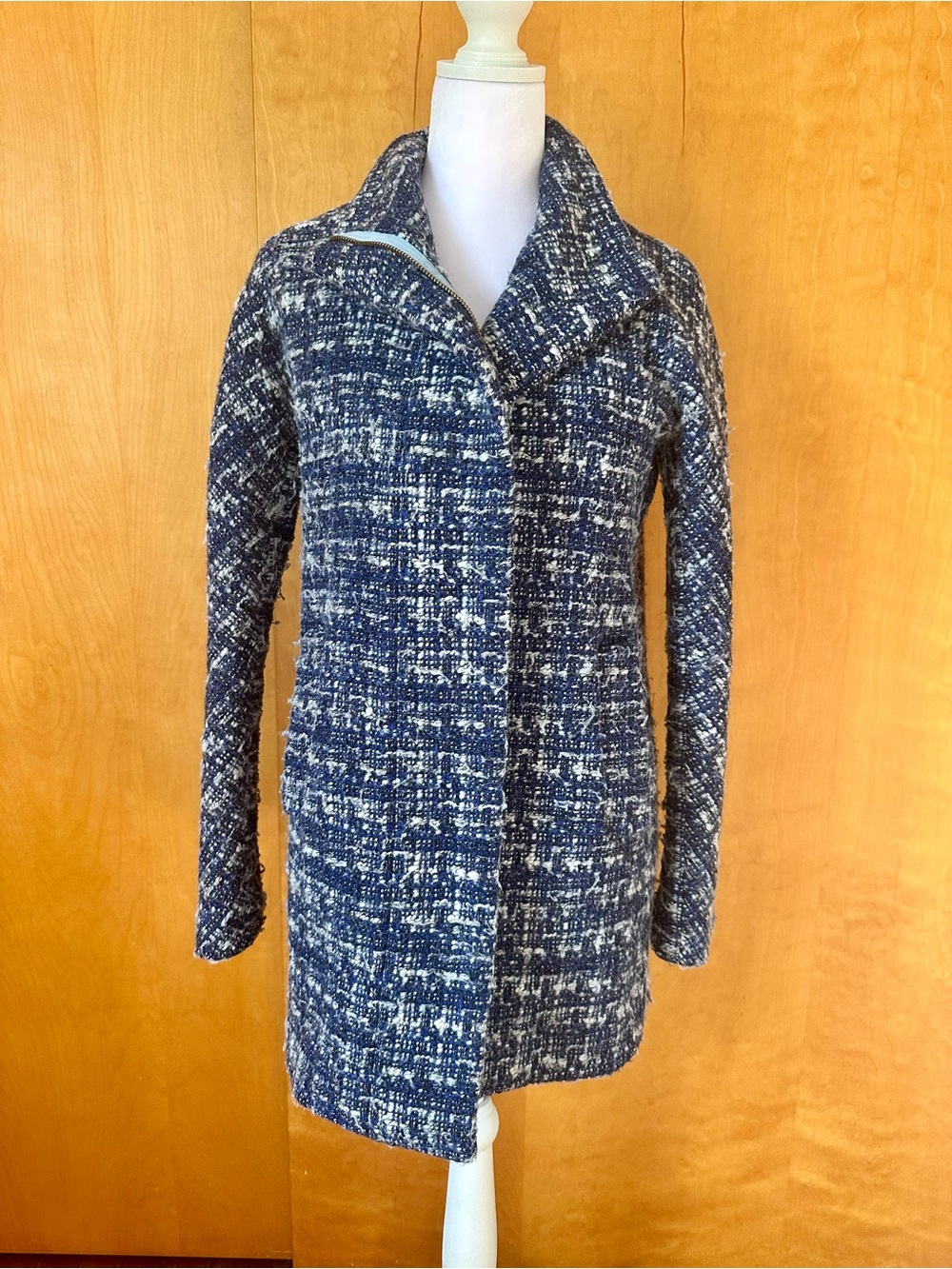 J. Crew Navy and White Pea Coat